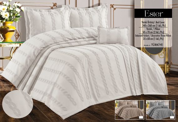 Покрывало з бахромой Kayra 240х260 см Ester кремовое | Зображення 1