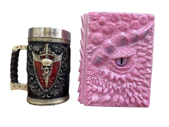 Подарунковий набір Кухоль 3D Крилатий Череп і Блокнот 3D «Дракон Єдинорога»