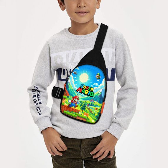 Сумка через плече дитяча Супер Маріо 29х17 см сумка слінг для хлопчика (02173)