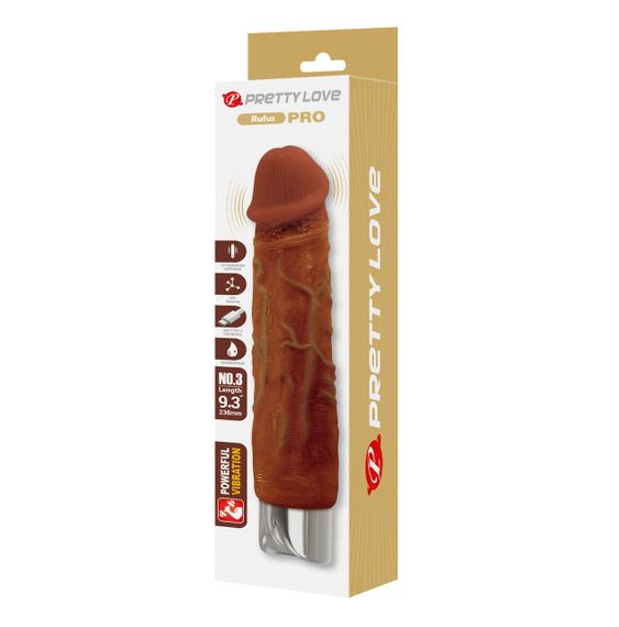 Перезаряжаемый вибратор реалистик Pretty Love - Rufus Pro Realistic Vibrating Dildo Brown, BW-500082DC Sex Aura | Зображення 8