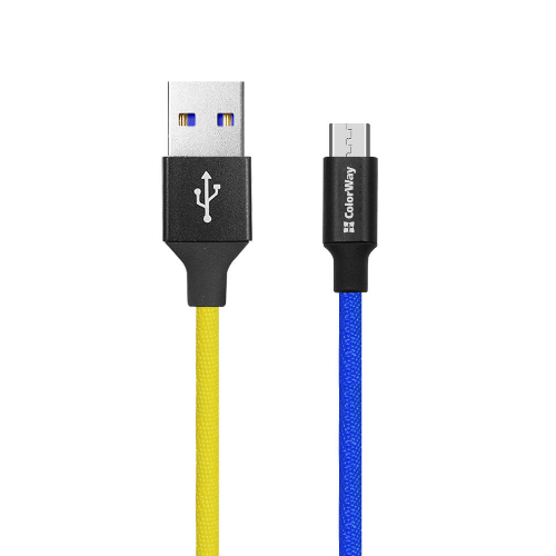 Кабель USB MicroUSB ColorWay CW-CBUM052-BLY 2,4A 1м синій/жовтий | Зображення 5