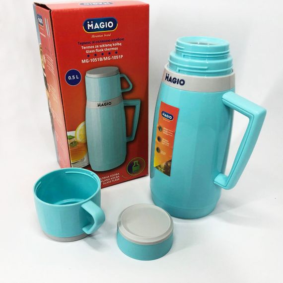 Классический термос для чая и кофе Magio, Термос для чая помповый гарячих напитков RB-65 | Зображення 4