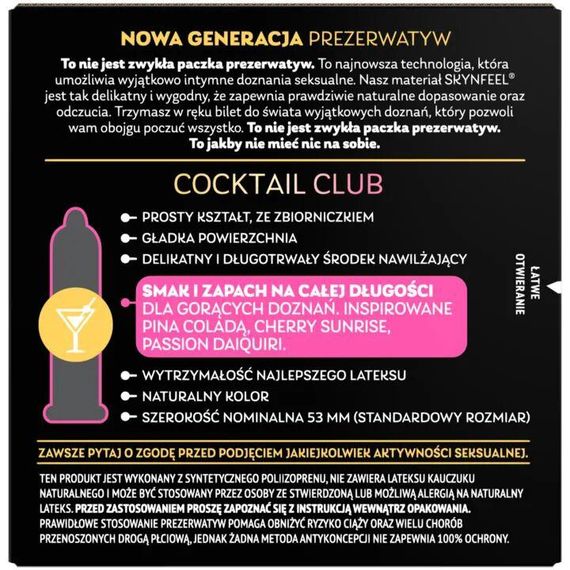 Презервативи SKYN Cocktail Club 3 шт., смаки Pina Colada, Cherry Sunrise і Passion Daiquiri sexstyle | Зображення 2