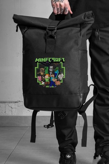 Повсякденний Рюкзак Роллтоп Шкільний Для Хлопчика/Дівчинки Without З Принтом Майнкрафт Black