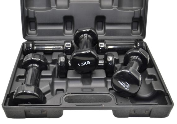 Набір гантелей в кейсі 9 кг. Паверплей 4121 Fitness Dumbells (2шт.*1кг. 2шт.*1,5кг. 2шт.*2кг.) | Зображення 4