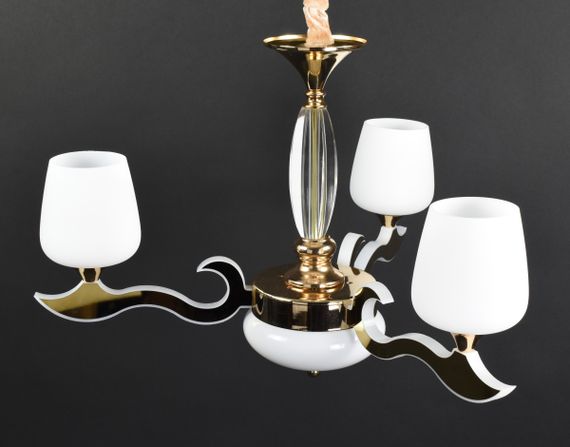 Люстра підвісна на 3 лампочки з пультом 27167 Золото 50-100х62х62 см. | Зображення 1