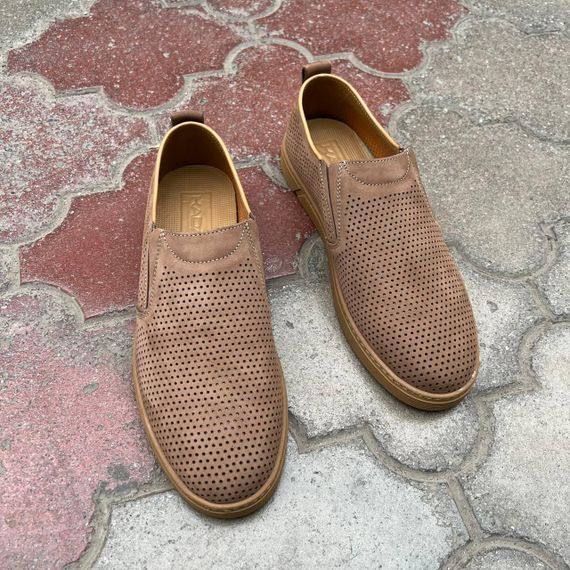 Світлі чоловічі мокасини з перфорацією 40 41 42 44 розмір | Зображення 9
