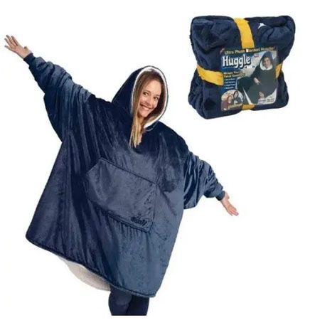 Толстовка плед з капюшоном і рукавами Huggle Hoodie оверсайз. Колір: синій | Зображення 1