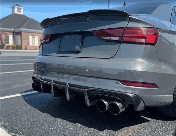 Дифузор заднього бампера V1 (для S-Line SD 2017-2020, Карбон) для Ауди A3 рр | Зображення 1