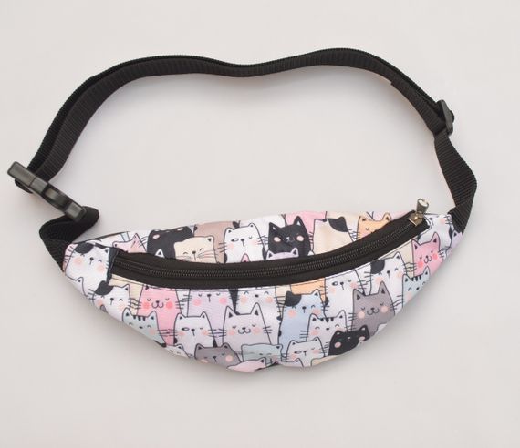 Сумка поясна бананка 4Profi Міні з принтом Коти з одним відділенням 20371
