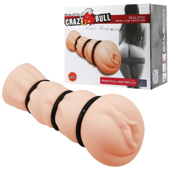 Мастурбатор-вагіна Crazy Bull - Pocket Pussy 3D Vagina, BM-009154H Sex Aura | Зображення 1