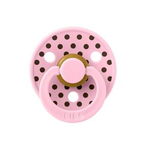 Соска пустушка BIBS Polka Colour Latex кругла 6-18 міс Baby Pink Mocha