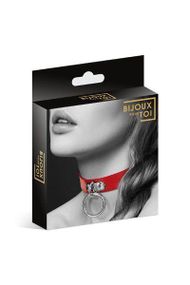 Чокер з кільцем для повідця Bijoux Pour Toi - FETISH, Червоний