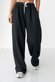 Утеплені однотонні спортивні штани - чорний цвет, L (є розміри)