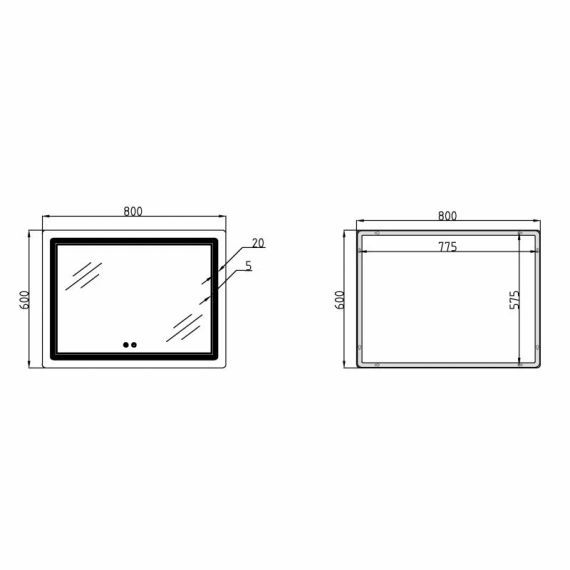 Дзеркало Qtap Cardinal (CA2) 800х600 з LED-підсвічуванням Touch, з антизапотіванням, з димером, рег. темп. кольору (3000-6500K) | Зображення 1