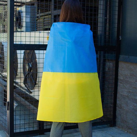 Прапор України 135х90 см, Синьо-жовтий / Великий прапор України з тканини / Тканинний прапор України на стіну та рукоятку | Зображення 4