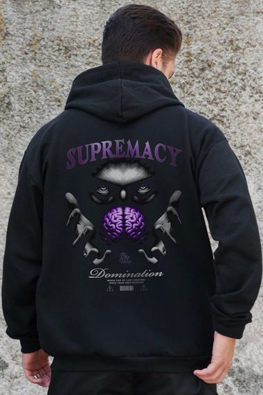 Утеплене зіп худі на флісі зіпер з принтом Supermacy Without Kane Black