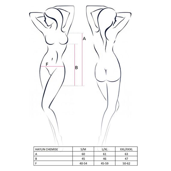 Прозора сорочка з декольте Passion HAYLIN CHEMISE L/XL, black, трусики, квітковий візерунок | Зображення 2