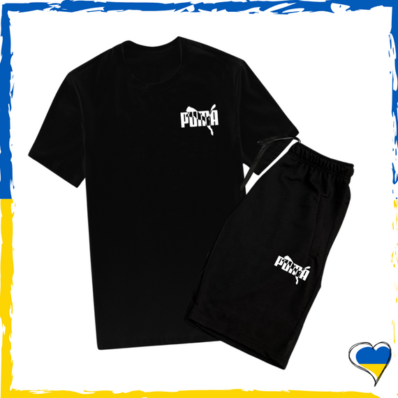 Комплект шорти Puma та футболка Пума. Комплект унісекс Чорний, XS/S
