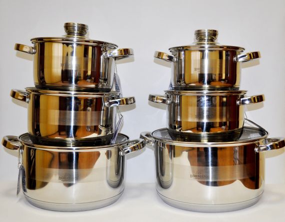 Набор кастрюль Bohmann BH-1275N, 12 предметов нержавеющая сталь, для индукции | Зображення 3