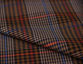 Костюмная ткань HUGO BOSS итальянская шерсть с вискозой и эластаном разноцветная в клетку MI 48
