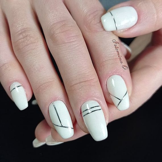 Серебряная гибкая лента для дизайна ногтей | Зображення 1