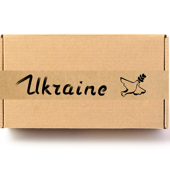 Скотч этикетка крафт "Ukraine 01", 50х294 мм (100 шт/рулон) с принтом, самоклеющаяся Viskom
