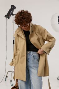 Жіночий тренч з поясом - світло-коричневий цвет, ONE SIZE (є розміри)