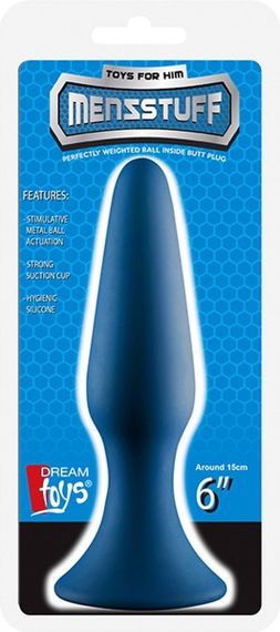 Анальна пробка Dream Toys MENZSTUFF зі стопером, синя sexstyle | Зображення 2