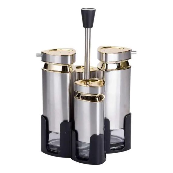 Набір для спецій на підставці 4 ємності 10х10х17 см ємності для приправ HP-1325