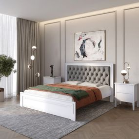 Двоспальне дерев&#039;яне ліжко Mebigrand Торонто Т3 Сіро-блакитний (S2010R80B)/Аляска 93 (сірий) 180х200 см (MBG-8126)