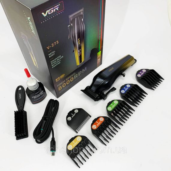 Акумуляторна машинка для стрижки волосся з насадками VGR V-273 Машинка для стрижки короткої LY-46 | Зображення 7
