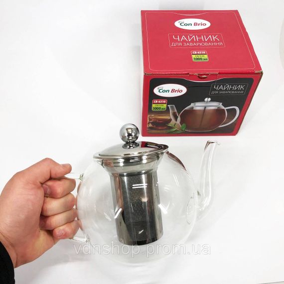 Красиві заварники для чаю Con Brio 1 л CB-6310, Чайник зі скляним заварником, Чайники для заварювання PU-11 | Зображення 9
