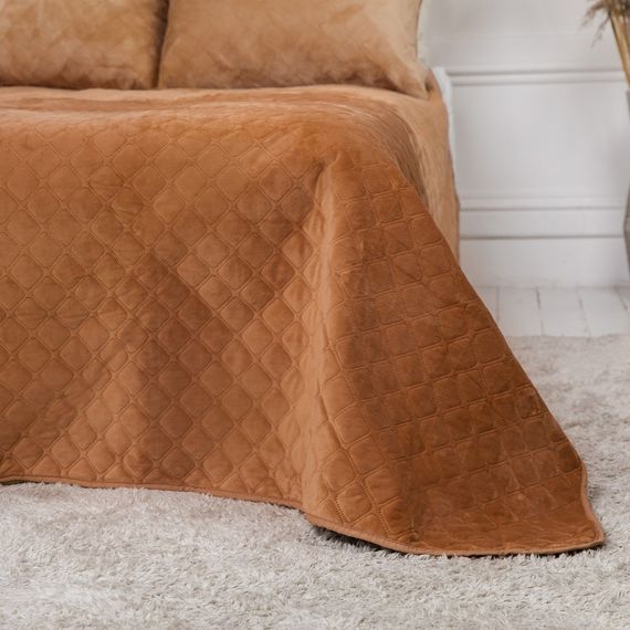 Покрывало двуспальное ТЕП Velour Ромб 4-00516-22388 180х240 см кофейное | Зображення 4