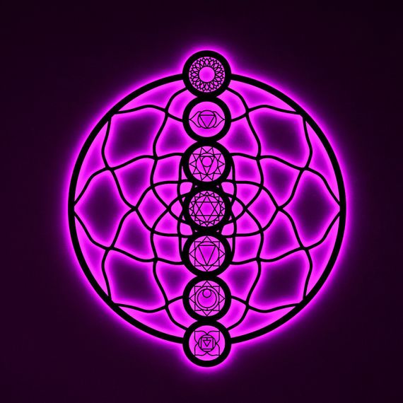 Панно декоративне картина на стіну Чакри кругле LED підсвітка 16 кольорів телефон 800х922 acr-p000254 | Зображення 6