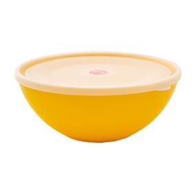 Миска з кришкою 2л пластик темно-жовтий/прозорий Алеана