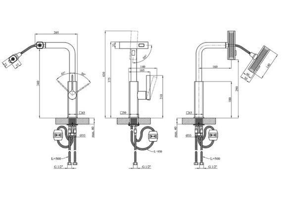 Змішувач для кухні з висувним виливом Kroner KRP Edelstahl Klassisch - PVD03918 (CV032499) | Зображення 1