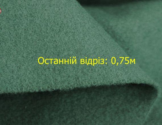 Останній відріз 0,75м Пальтова італійська вовняна з поліестером однотонна тканина зеленого кольору AW 6 | Зображення 1