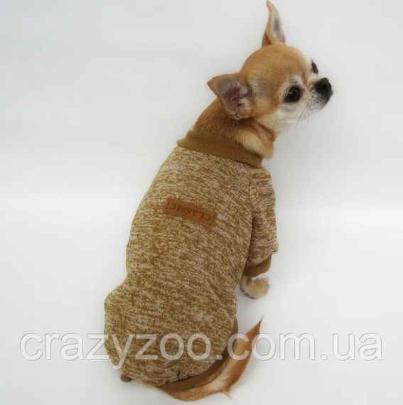 Кофта для собак и котов EcoToys Coffe L рябая кофейная A: 36 см B: 44 см C: 29 см L-7083 | Зображення 5