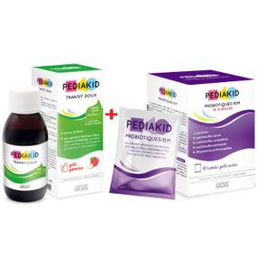 Комплекс для профилактики пищеварения у детей Pediakid Комплекс "Закрепы " Transit doux  125 ml Apple + Probiotiques-10M 10 sachets