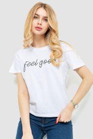 Футболка женская с принтом  цвет белый 221R3001