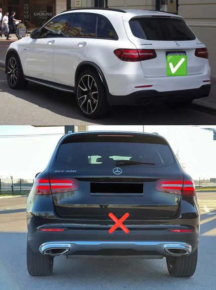 Задній дифузор з насадками Silver (Дизайн AMG63) для Mercedes GLC X253 2015-2022 рр | Зображення 4