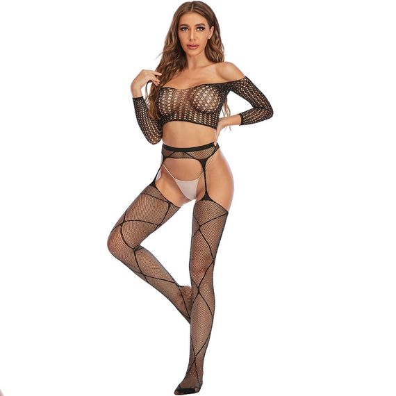 Еротичні колготки з відкритими стегнами Babydoll 46 Чорний T6080 | Зображення 2