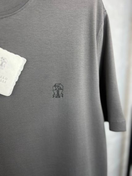 Футболка сіра Brunello Cucinelli Classic Logo Gray f695 | Зображення 5