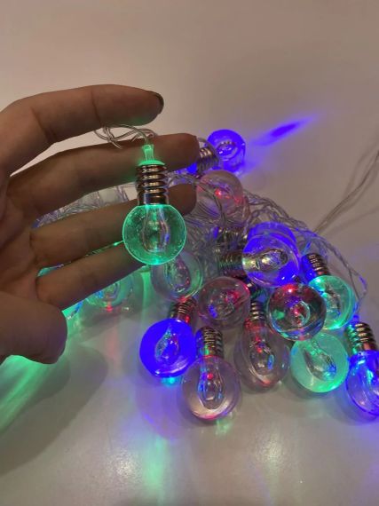 Гірлянда нитка домашня 4м 20 лампочок RGB кулька, дріт силіконовий