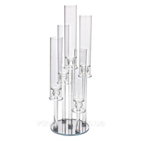 Подсвечник стеклянный на 5 свечей 20×72.5 см подсвечник декоративный прозрачный на ножке HP-4-64