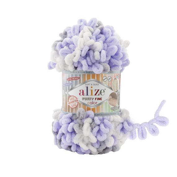 Пряжа Alize Puffy FINE Color 6372 фантазійна нитка плюшева