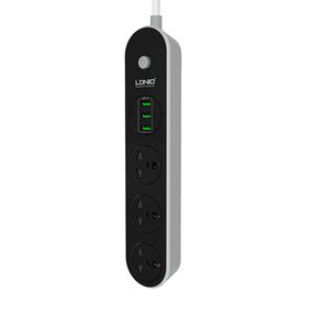 Сетевой фильтр LDNIO SC3301.3 Розетки + 3 USB,1.6м,сечение 3х0.75мм,Black,Box