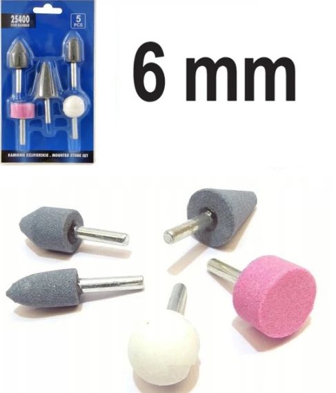 Набір камені насадки шліфувальні хвостовик 6 мм 5 штук VOREL-25400