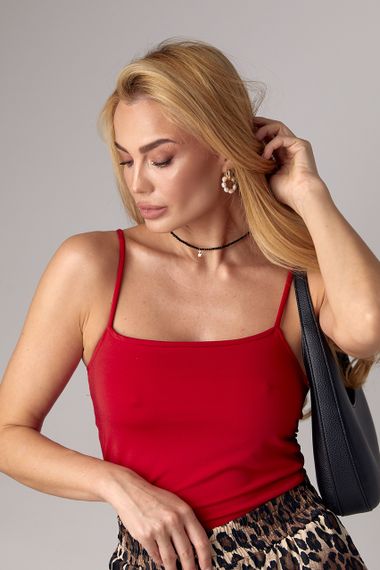 Женская базовая майка на бретелях - красный цвет, M (есть размеры) | Зображення 7